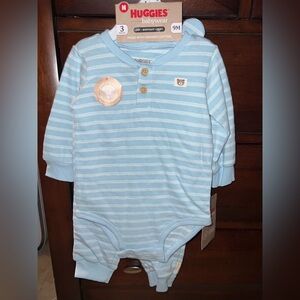 ‼️NWT: Huggies Organic Long Sleeve 3 Piece Set - 9M